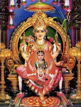 An Eastern image of God the Mother and Daughter, Sai Lalita and Sai Bala