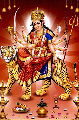 The Great Goddess Durga, mounted on a tiger