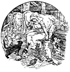 The cats instruct Cliona on the task Mother Holle has given her